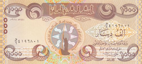 P104a Iraq 1000 Dinars Year 2018